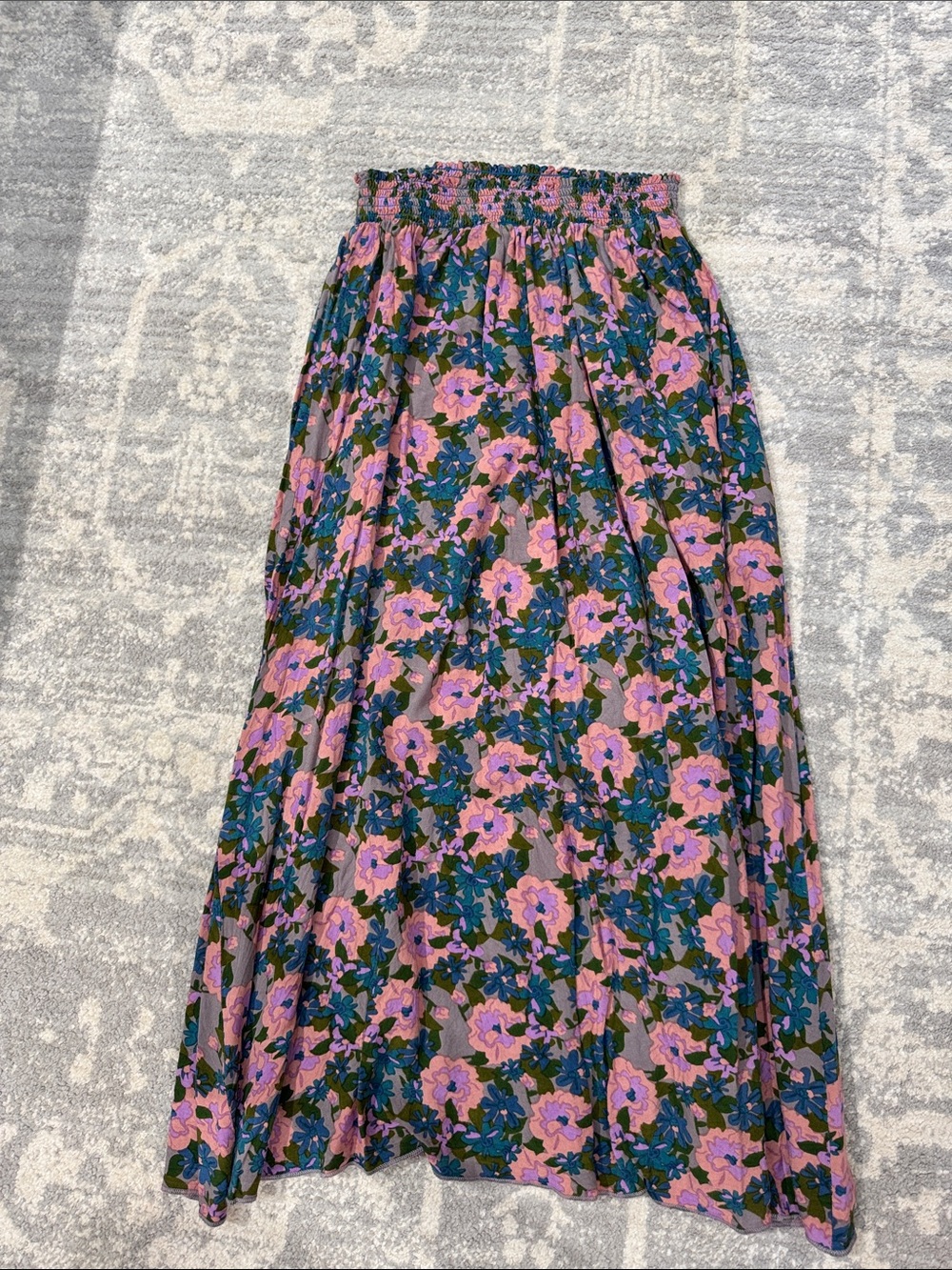 NATURAL LIFE Pink and Green Floral Maxi Skirt